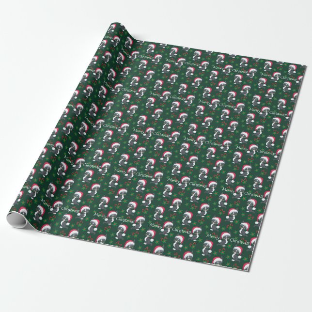 Meowy Christmas Cute Kitten Wrapping Paper 2 (Unrolled)