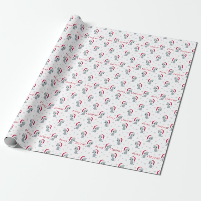 Meowy Christmas Cute Kitten Wrapping Paper D (Unrolled)