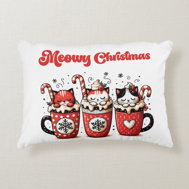 Meowy Christmas Decorative Cushion (Front)