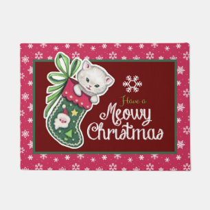 Meowy Christmas Door Mat