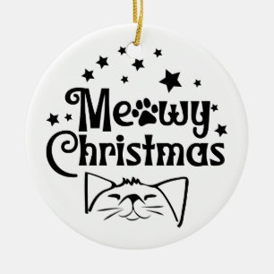 Meowy Christmas Double Sided Ceramic Tree Decoration
