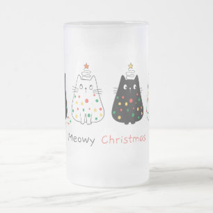 Meowy Christmas  Frosted Glass Beer Mug