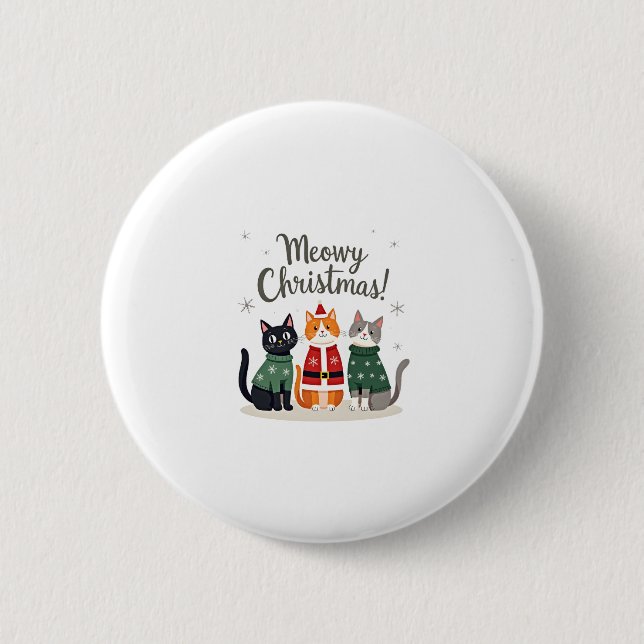Meowy Christmas Funny Cat Christmas Holiday Xmas S 6 Cm Round Badge (Front)