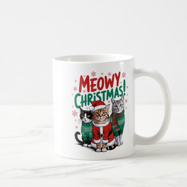 Meowy Christmas Funny Cat Christmas Holiday Xmas S Coffee Mug (Right)