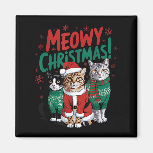 Meowy Christmas Funny Cat Christmas Holiday Xmas S Magnet