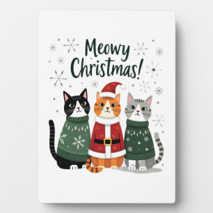 Meowy Christmas Funny Cat Christmas Holiday Xmas S Plaque