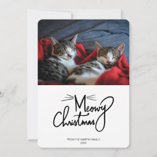 Meowy Christmas   Funny Cat Christmas Photo Card