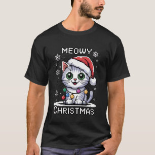 Meowy Christmas Funny Cat Funny Holiday Pet Humour T-Shirt