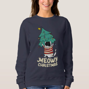 Meowy Christmas Funny Cat Lover  Sweatshirt