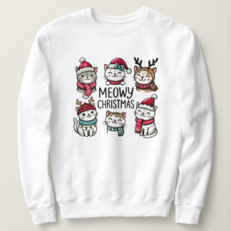 Meowy Christmas Funny Cat Lover Sweatshirt