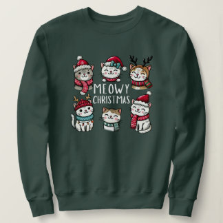 Meowy Christmas Funny Cat Lover Sweatshirt
