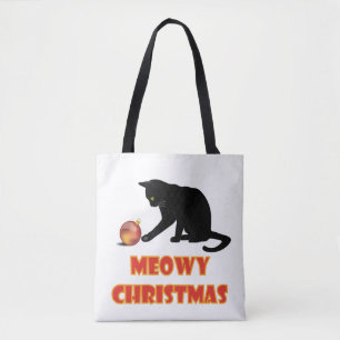 Meowy Christmas Funny Cat Tote Bag