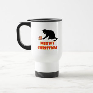 Meowy Christmas Funny Cat Travel Mug