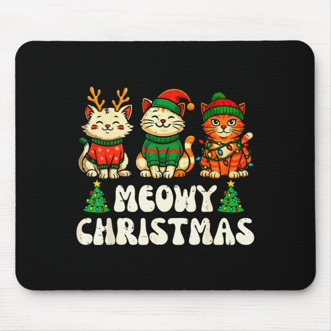 Meowy Christmas Funny Cat Xmas Kitten Cat Lover Me Mouse Mat (Front)