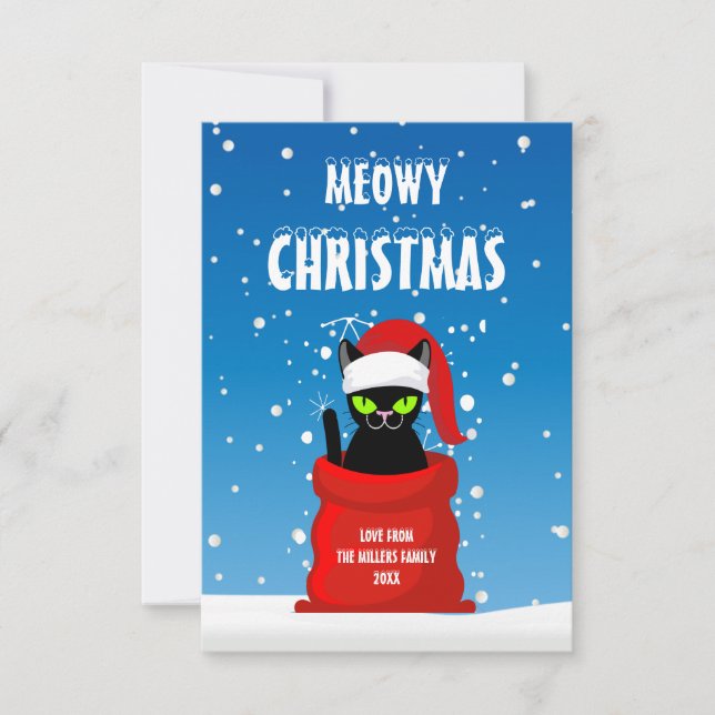 Meowy Christmas, Funny Christmas Card (Front)