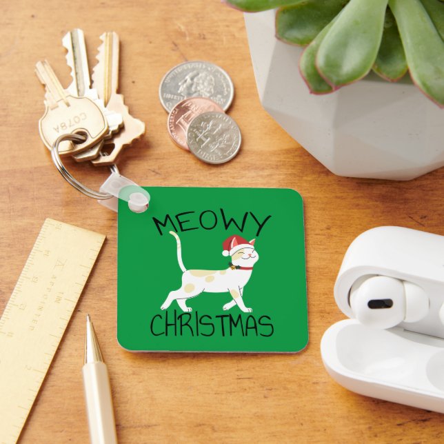 Meowy Christmas - Funny Christmas      Key Ring (Desk)