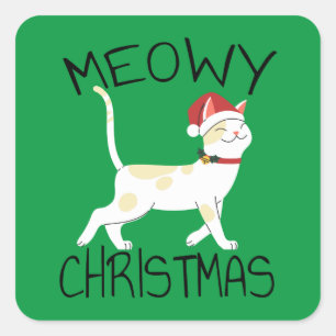 Meowy Christmas - Funny Christmas      Square Sticker