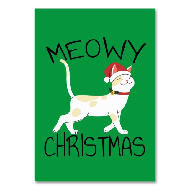 Meowy Christmas - Funny Christmas      Table Number (Front)