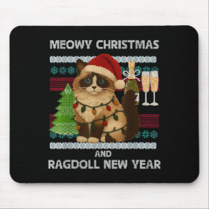Meowy Christmas Funny Ragdoll Cat Santa Hat Ugly S Mouse Mat