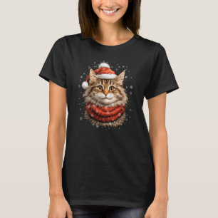 Meowy Christmas Funny Santa Cat Kitten Lovers Paja T-Shirt