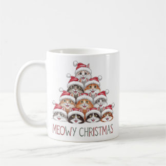 Meowy Christmas Funny Stacked Cats – Cute Holiday  Coffee Mug
