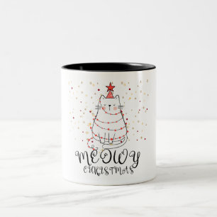 Meowy Christmas Funny Two-Tone Coffee Mug