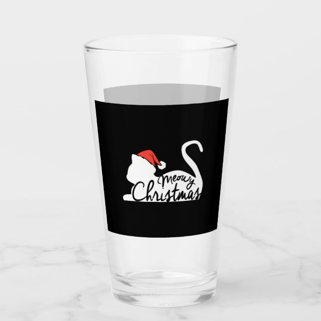 Meowy Christmas  Glass (Front)