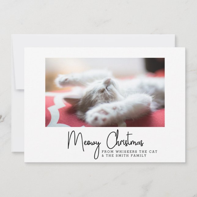 Meowy Christmas Greetings from Your Pet Cat Holiday Card (Front)