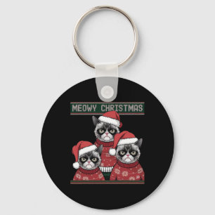 Meowy Christmas Grumpy  Key Ring