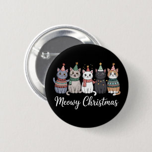 Meowy Christmas Happy Cat Year Cat Lover Xmas 6 Cm Round Badge
