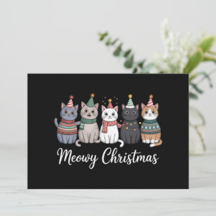 Meowy Christmas Happy Cat Year Cat Lover Xmas Holiday Card