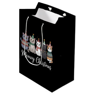 Meowy Christmas Happy Cat Year Cat Lover Xmas Medium Gift Bag