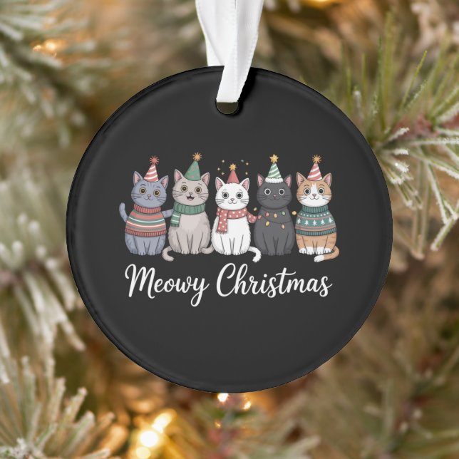 Meowy Christmas Happy Cat Year Cat Lover Xmas Ornament (Tree)