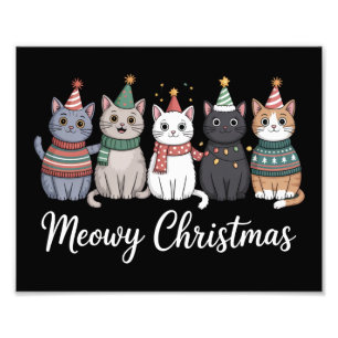 Meowy Christmas Happy Cat Year Cat Lover Xmas Photo Print
