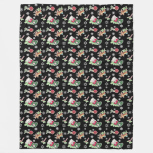 Meowy Christmas Happy Reindeer Fleece Blanket