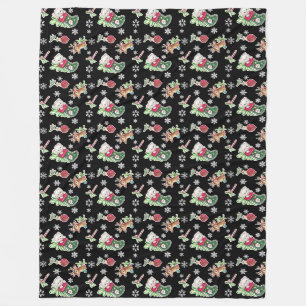 Meowy Christmas Happy Reindeer Fleece Blanket
