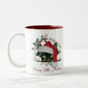 meowy christmas holiday cat santa hat mug