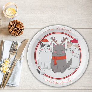 Meowy Christmas Holiday Cats Paper Plate