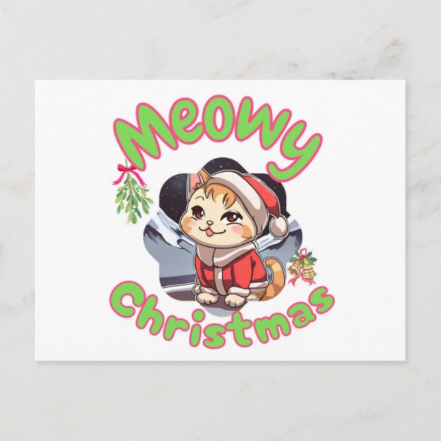 Meowy christmas  holiday postcard (Front)