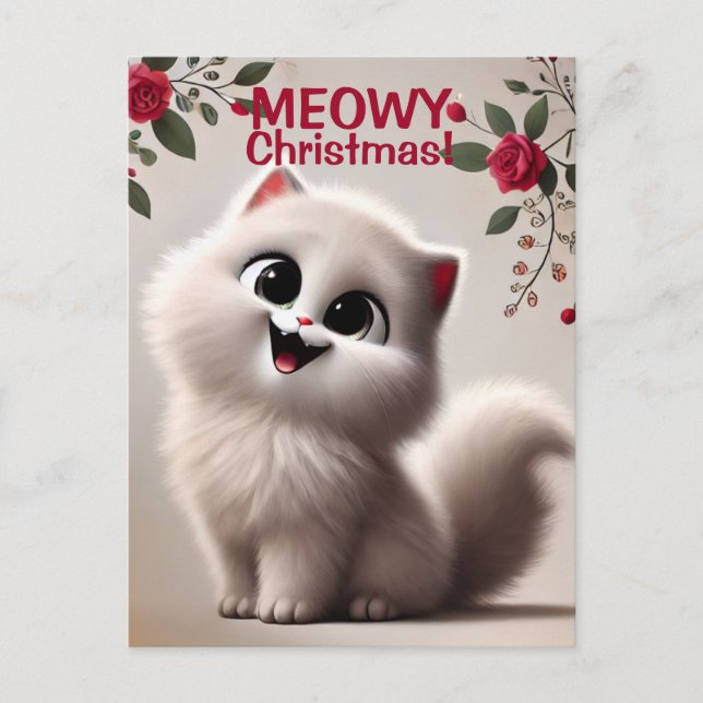 Meowy Christmas Holiday Postcard (Front)