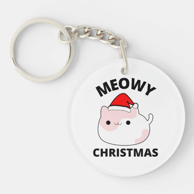 Meowy Christmas    Key Ring (Front)