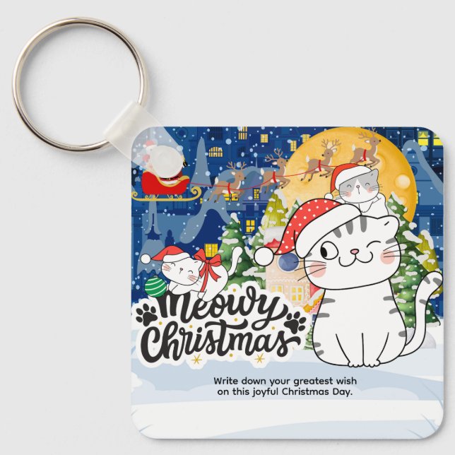 Meowy Christmas Key Ring (Front)