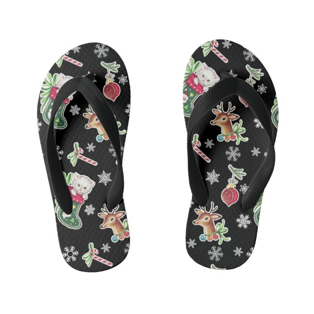 Meowy Christmas Kid's Flip Flops (Footbed)