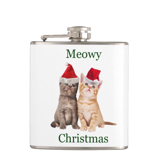 Meowy Christmas Kitten Flask (Front)