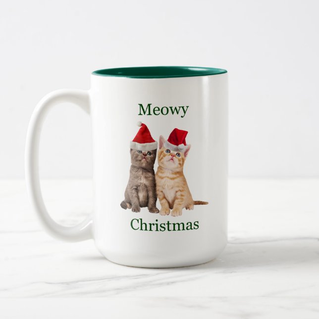 Meowy Christmas Kitten Mug (Left)