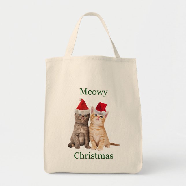Meowy Christmas Kitten Tote Bag (Front)