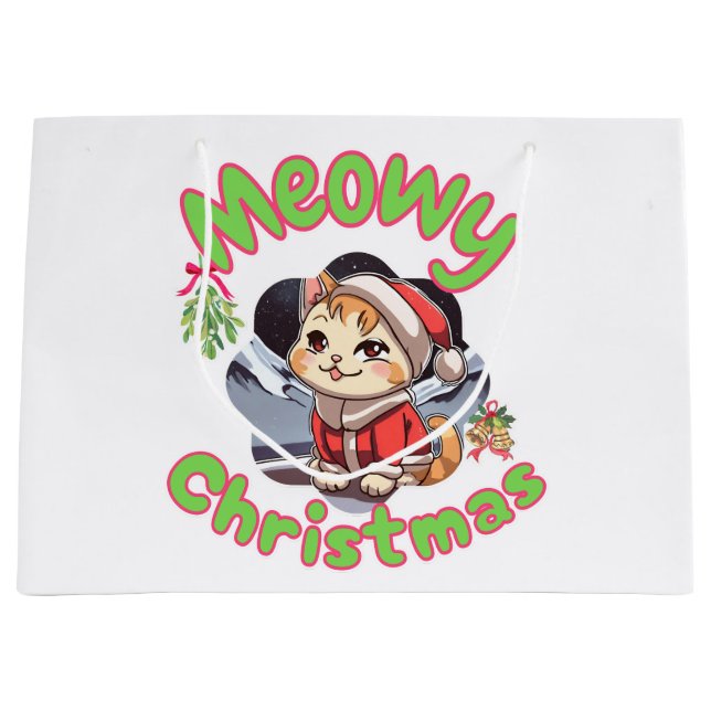 Meowy christmas  large gift bag (Front)