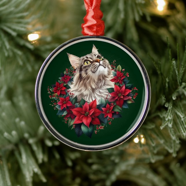 Meowy Christmas Maine Coon Cat  Metal Tree Decoration (Tree)