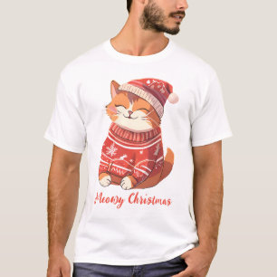 Meowy Christmas Men’s T-Shirt with Festive Cat