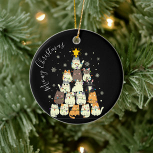 Meowy Christmas Merry Cat Tree Ceramic Tree Decoration